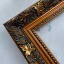 Akfado Antique Gold Wood Frame for 11x14 Canvas Paintings Prints, 2.36 Wide Ornate Wall Frame for Living Room Entryway Decoration, New Home Housewarming Birthday Gift (No Front Cover & Backboard)