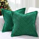 decorUhome Decorative Christmas Green Throw Pillow Covers 16x16 Set of 2 with Splicing, Boho Soft Neutral Corduroy Broadside Twill Pillow Covers for Couch Bed Sofa Living Room