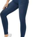 THE GYM PEOPLE Women's High-Waisted Jeggings Pants Stretchy Tummy Control Skinny Jean Leggings with Pockets (Blue) 28" Large 