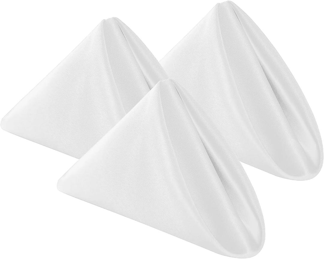 Bailarina Cloth Napkins Set of 120, 17x1 inches Dinner Napkins Cloth Washable, Polyester Square Table Cloth Napkin Bulk with Hemmed Edges Ideal for Banquets, Parties and Weddings-White
