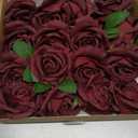 Ling's Moment Artificial Burgundy Flowers, 16pcs Faux Silk Roses with Stems, 3.5" Fake Wine Red Flowers Bulk for DIY Wedding Bouquets Centerpieces Party Baby Shower Home Decoration