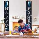 Fathers Day Decorations Front Door Banner, Happy Father's Day Banner Front Porch Sign, Black Hanging Door Banner for Fathers Day, Father's Day Decorations Party Supplies