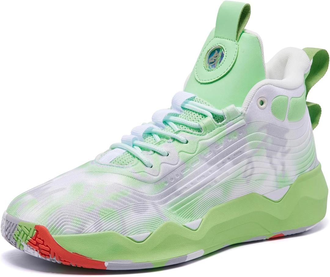 Women Men Basketball Shoes Fashion Running Sneakers Colorful Painting Sport Shoe (Green) 7/6