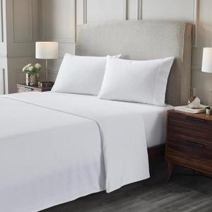 Superior Flannel Brushed Cotton Bed Sheet Set, Soft, Warm Bedding, Modern Solid Sheets, Bedroom Decor, 1 Flat Sheet, 1 Elastic Deep Pocket Fitted Sheet, 2 Pillowcases, California King, White