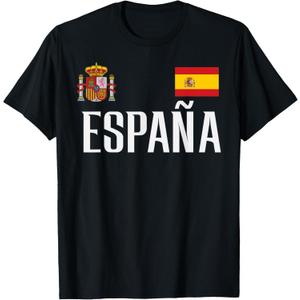 Spain Flag Espana Football Soccer Fan T-Shirt, Large