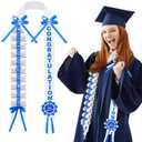 Lyrow Blue and White Graduation Money Lei Class of 2026 Ribbon Money Lei Graduation Cash Gift for Congrats Graduates Grad Leis with Cash Holder for Senior High School Party Supplies (Classic)