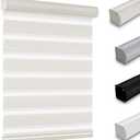 Youngoo Cordless Zebra Blinds for Indoor Windows, Dual Layer Sheer 70% Blackout Shades, Light Filtering Window Treatments, Privacy Light Control Day Night, 25" W*72" H, Beige