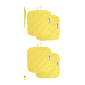 Win Change Oven Mitts and Pot Holders Sets,4 Pcs Oven Mitts and Potholders with Recycled Cotton High Heat Resistant Extra Thick Long Oven Mitts for Cooking(Yellow)