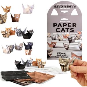 4 x DIY Paper Cats, 50 Sheets Origami Paper for Folding Cute Cat Figures, Creative Paper Craft for Desk Decor and Gifts, Ideal for Cat Lovers (1)