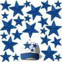 24PCS Star Patches Iron on, Sapphire Blue Star Iron on Patches for Clothes, Dress, Hat, Socks, Jeans