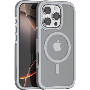 PULOKA for iPhone 16 Pro Max, Heavy Duty Shockproof Protection,Compatible with MagSafe Accessories,Drop Proof 16 Pro Max Cover (Gray)