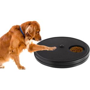 3 in 1 Rotatable Round Dog Scratch Board with Food Storage Compartment Box Nail Grinder Claw Care, Stress-Free Scratch Pad (Black)
