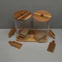 2 PCS 1 Gallon Drink dispenser, Glass Beverage Dispenser With Wood Stand, Large Water Drink Dispensers for Parties With Stainless Steel Spigot, Ideal for Lemonade,Juice, Tea, and Party Drinks