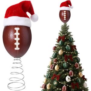 Soulchen 3.4 Inch Football Christmas Tree Topper Ornament - Mini Tree Top Decor, Home Xmas Party & Tabletop Display - Gift for Men, Senior Fans, Players & Teams