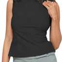 SOLY HUX Women's Tie Backless Tank Top Crew Neck Sleeveless Y2k Party Club Tops (Black, L)