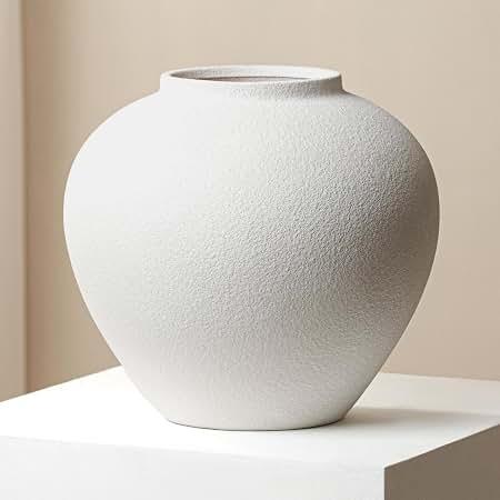 RYDDELIGHOME Large Round White Cement Vase