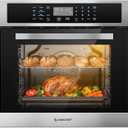 Wall-Oven-Single-Wall-Oven: AMZCHEF 24 inch Electric Wall Oven with 10 Functions, 2.5 Cu.Ft. Convection Wall Oven with Upgraded Control Panel, 2800w, 220V, Touch Control, Timer, Safety Lock
