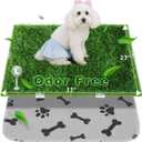 Dog Pee Grass with Washable Pee Pads for Dog Litter Box, Large Ultra-Absorbent Artificial Grass Pads for Dogs Potty Grass with Reusable Puppy Pads for Indoor Potty Training