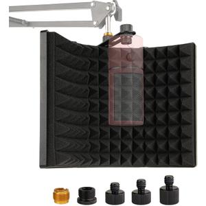 Microphone Isolation Shield, Foldable Mic Sound Absorbing Foam for Condenser Microphone Mic Arm Stand Recording Equipment Studio, High Density Absorbent Foam to Filter Vocal by Frgyee