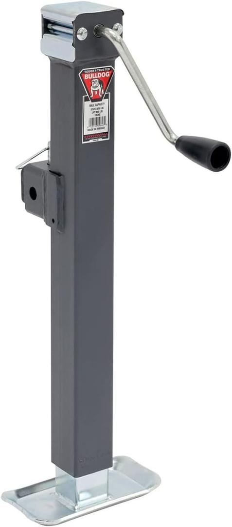 Bulldog 195362- SWL 195 DTSXFQ Square Tube Trailer Jack w/P&C, 15" Travel, Square Mount