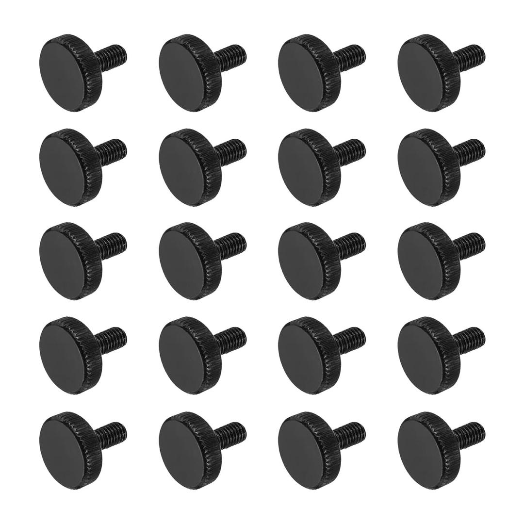 MECCANIXITY 15pcs M5 x 6mm Knurled Thumb Screws, Black Steel Flat Head Thumb Screws Metric Knurled Bolts Grip Knobs Hand Tighten Thread Fasteners