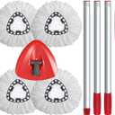 4 Pack Mop Head Replacement Compatible with O-Cedar EasyWring 1 Tank System, Spin Mop Head Replace with 30-58" Handle and Base ,Refills Machine Washable(White,1 Tank)