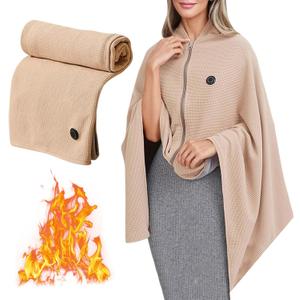 Heated Shawl Wraps for Women,Portable Heated Blanket,Waffle Knit Cordless Heating Shawl USB Electric Heated Blankets with 3 Heating Levels,Soft Zipper Wearable Heating Blanket for Outdoor,Home (C)