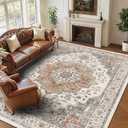 9x12 Large Area Rugs for Living Room Ultra-Soft Washable Rug Vintage Distressed Non-Slip Low Pile Stain Resistant Carpet for Bedroom Dining Room Kitchen Office