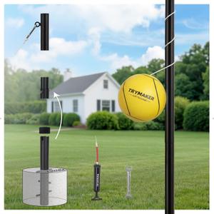 Trymaker Tetherball Set, Tether Balls and Rope Set with Pole 10.43ft Height Heavy Duty, Tetherball Equipment Kit for Backyard Outdoors(No Base Included)