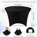Preboun 8 Pack 72 Inch/ 6 FT Spandex Round Tablecloth Fitted Stretch Tablecloth Elastic Table Cover for Wedding Party Restaurant Banquet Cocktail and Halloween(Black)