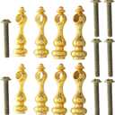 Homoyoyo Iron Spindles Furniture Connectors: 8Pcs Gallery Rails for Shelves, Golden Iron Post Caps for Glass Railing for Wine Cabinet and Serving Cart Spindles,Easy Install 1.57X0.47X0.47In