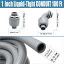 1 Inch Liquid-Tight Conduit and Connector Kit - 100 FT Non-Metallic Electrical Conduit with 5 Pcs 180 Straight and 5 Pcs 90 Angle Fittings