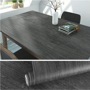VEELIKE Thick Grey Wood Grain Contact Paper for Countertops Waterproof Peel and Stick Wood Wallpaper 24''x354'' Self Adhesive Removable Wooden Vinyl Wrap Contact Paper for Cabinets Table Top Kitchen