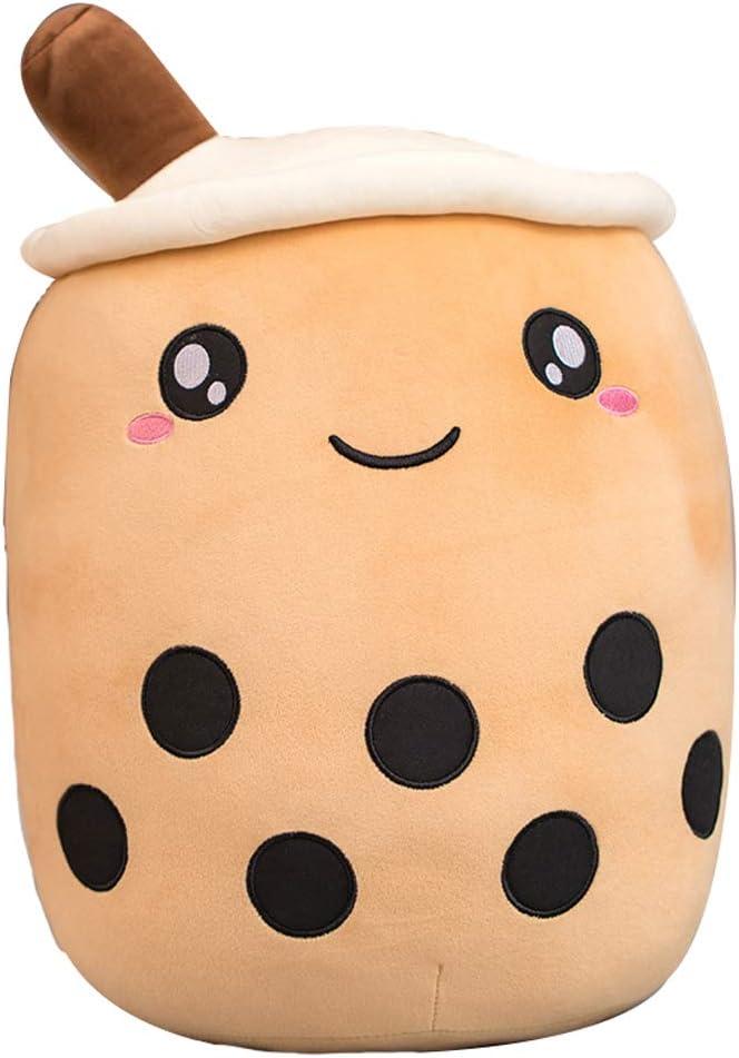 Boba Plushie, 13.7 in Boba Plush Pillow Toy Gifts for Kids, Valentine, Christmas (Brown Round Eye)