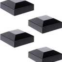Aluminium Fence Post Caps for True 2" x 2" Fence Posts, Aluminum, Metal,Wood,Mailbox Posts, Pyramid Post Cap Cover Pressure Fit- Black (4Pack)
