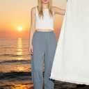 Womens Baggy Wide Leg Pants Summer Casual Elastic Waist Palazzo Harem Pants with Pockets, XXL