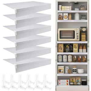 30x16 in PVC Faux Wood Wire Rack Covers, 6PCS Shelf Covers Wire Shelving, Shelf Liners Closet Shelves Covering Toppers for Store Pantry Kitchen Bathroom Office (White)