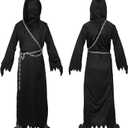 Grim Reaper Costume Halloween Adult Costumes Grim Reaper Hooded with Scythe,Chain Halloween Costumes (Black, S)
