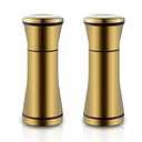Kyraton Gold Salt and Pepper Shakers, Titanium Plating Stainless Steel Salt and Pepper Grinders Refillable Pepper Grinder, Pepper Mill, Salt Grinder, Salt Shaker, Salt Pepper Shaker Set of 2