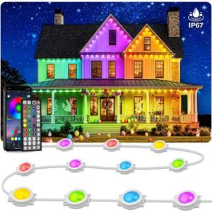 Permanent Outdoor Lights,190FT RGB Eave Light,IP67 Waterproof Lighting for House,Smart LED with App/Remote Control for Outdoor Decor,Garden Decor,Party,Holiday (200FT)