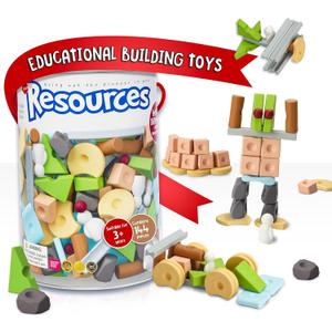 Taksa Toys Nature-Inspired Unique Reggio Emilia Learning Toys, Preschool Resources for Fine Motor Skills, Educational Building Blocks for Kids, Montessori Toys for 4 5 6 7+ Ages, Expert Pack 144 Pcs