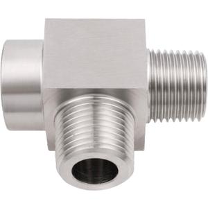 Yoebor Stainless Steel 304 Pipe Fitting Female Run Tee, 1/4" NPT Female x 1/4" NPT Male x 1/4" NPT Male 3-way T-fitting, 1pc
