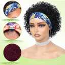 INSTASTYLE Headband Wig Human Hair Wigs for Black Women Short Curly Human Hair Put on and Go Glueless Wig Natural Black Curly Headband Wigs 8inch