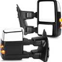 Youxmoto Towing Mirrors fit for 2008-2016 for Ford for F250 F350 F450 F550 Super Duty Pickup Truck Mirrors, Heated; Manual Telescoping/Folding; Turn Signal; Left +Right Side Mirrors; Chrome