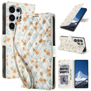 Kimiyaki for Samsung Galaxy S25 Ultra Wallet Case, Magnetic Snap Flip Leather Cover with Floral Design Credit Card Holder Stand WristbandSamsung S25 Ultra Protective Phone Case for Women