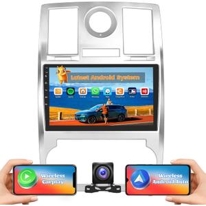 [2+64G] Hikity Android 15 Car Stereo for Chrysler 300C 2004-2011 with Wireless Carplay Android Auto, 9" Touchscreen Car Radio Mirror Link GPS WiFi Bluetooth Radio SWC Backup Cam FM Mic