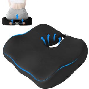 Extra-Dense Seat Cushion for tailbone pain relief Ergonomic seat cushions for office chairssciatica pain relief pillow , pressure relief Seat Cushion,office chair cushioncar seat cushion-Black