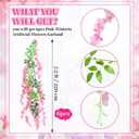 Suncalla 6 Pcs Wisteria Hanging Flowers Vines Fake Hanging Flowers Garland Artificial Wisteria Vines for Wedding Arch Party Home and Garden Decor Table Backdrop (Pink)