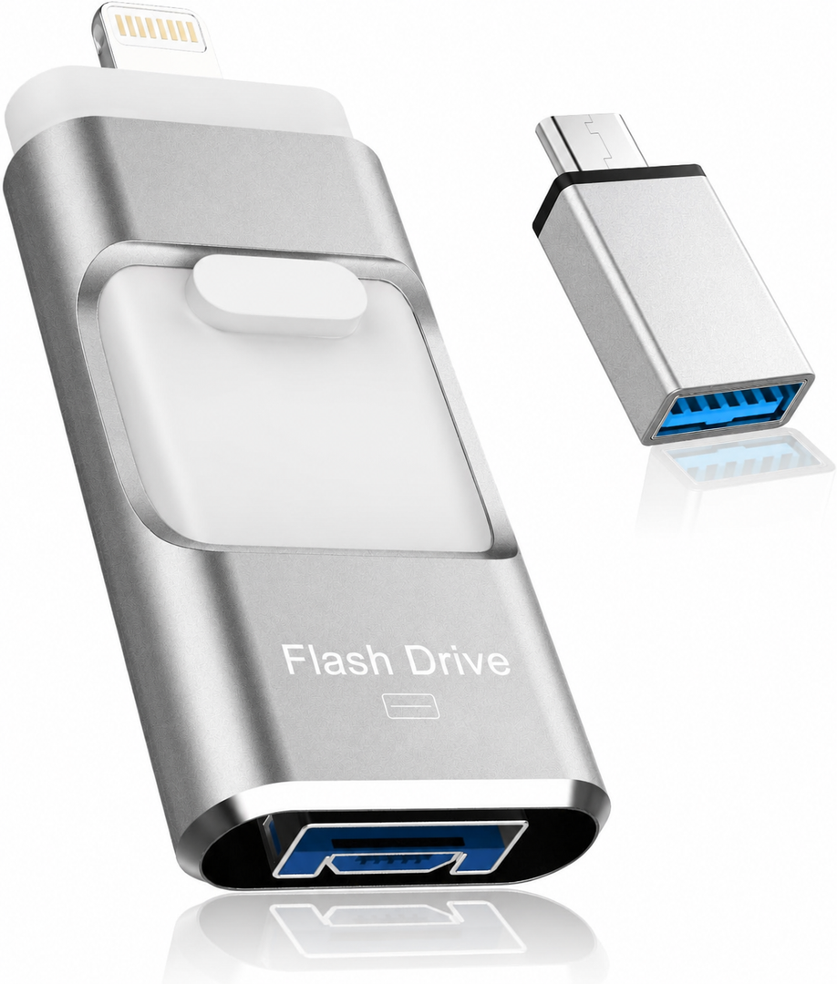 4 in 1 USB Flash Drive for iPhone, 512GB USB Memory Stick for Data Backup, High Speed Transfer USB 3.0 Stick External Storage, USB Stick Thumb Drives Compatible for iPhone/iPad/PC/More Devices