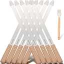 10PCS Stainless Steel Koobideh Skewers, 23.6" Flat Persian Kabob Skewer, Metal Long BBQ Skewers for Grilling Meat with Wood Handle and Silicone Brush for Picanha Brazilian Shish Adana Kebab
